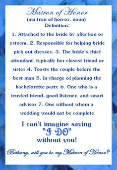 Will You Matron Honor Card