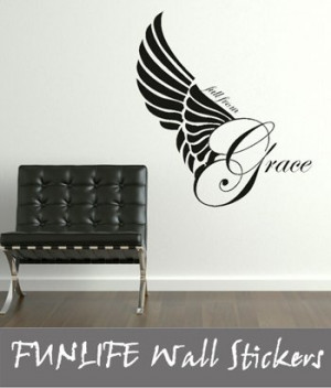 wall sticker- 75x65cm FALL FROM GRACE QUOTE Wall sticker / wall decal