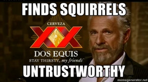 Dos Equis Man - Finds squirrels Untrustworthy