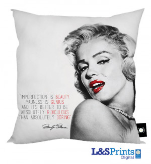 Marilyn Monroe Quote' - Imperfection is Beauty Cushion