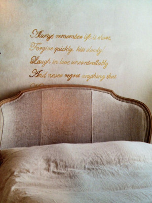 Beautiful quote above bed