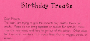 Birthday Treats at School