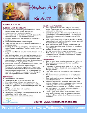 Weekly Employee Wellness Newsletter Random Acts of Kindness
