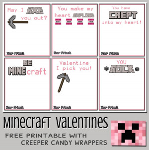Free Printable Minecraft Valentine Cards