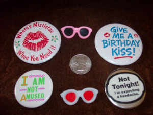 Vintage pins funny sayings and sunglasses