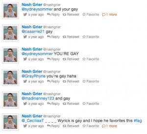 Every time Nash Grier said 'gay,' 'f*g,' or 'queer' on Twitter