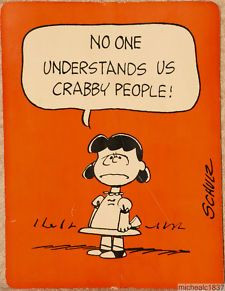 ... One Understands Us Crabby People! Peanuts by Schulz Hallmark Postcard