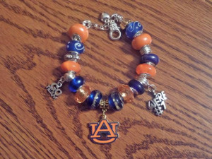 Auburn Inspired European Charm Bracelet - Tigers on Etsy, $22.99