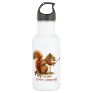 BORN TO GO CAMPING Fun Squirrel Cute Animal Quote 18oz Water Bottle