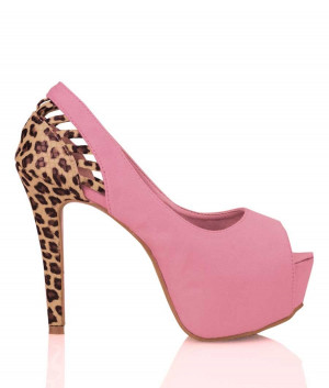 Pink Stilettos with Leopard Heel