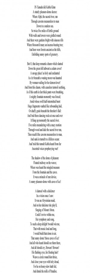 Kubla Khan by Samuel Taylor Coleridge http://www.annabelchaffer.com ...