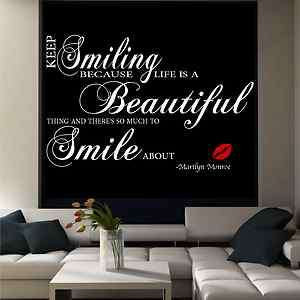 Marilyn Monroe Beautiful Smile wall quote sticker mural decal transfer