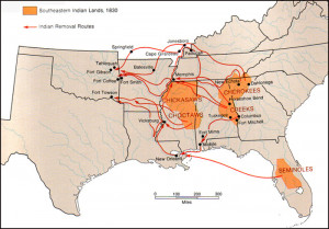 Removal of eastern tribes to lands west of the Mississippi