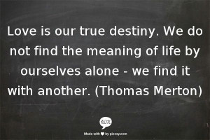love is our true destiny we do not find the meaning of life by ...