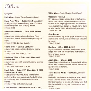 Olive Garden Wine List Menu