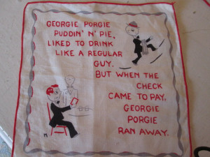 Vintage Set of 8 bar Napkins Funny sayings from old Nursery Rhymes 7 x ...