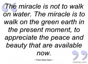 the miracle is not to walk on water