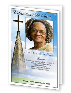 Heavenly Cross Bifold Funeral Program Template