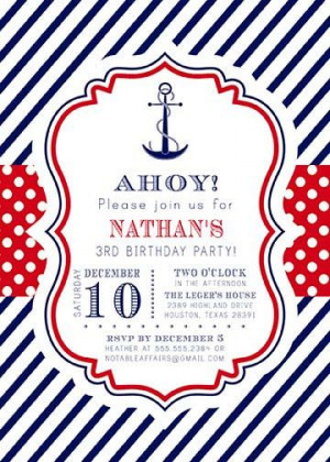 PRINTABLE Navy Red White Blue Anchor Stripes and Polka Dots Nautical ...