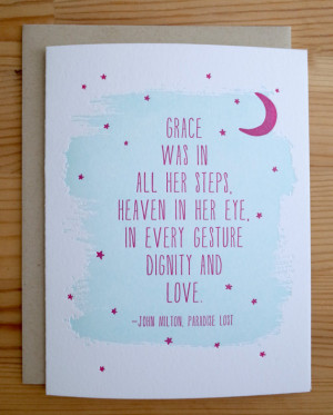 Grace, Dignity, and Love – Paradise Lost Quote Letterpress Card