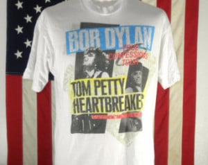 1986 Bob Dylan and Tom Petty and th e Heartbreakers TOUR Tee ...