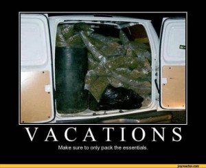 VACATIONSMake sure to only pack the essentials.,funny pictures,stoner ...