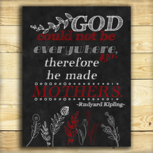 Chalkboard Art Print-Mother's Day-Mother Word Quote-GOD could not be ...