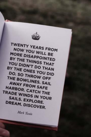 Wise Mark Twain quote explore dream discover