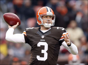 ... Weeden passes against the Baltimore Ravens in the fourth quarter