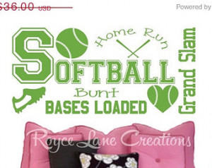 Day Sale Softball Wall Decal for Girls Room B33 Teen Girl Bedroom Teen ...