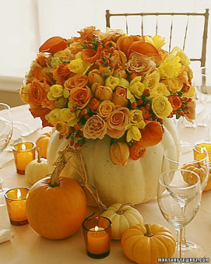 this centerpiece too (found here ), which consist of smaller pumpkins ...