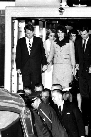 Jackie Kennedy with her brother-in-law after the death of her husband