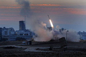 Israel's Iron Dome missile-defense system is fired to intercept enemy ...