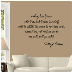 Nothing lasts forever by Marilyn Monroe Wall Decal Sticker Art Mural ...
