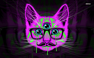 Psychedelic hipster cat wallpaper
