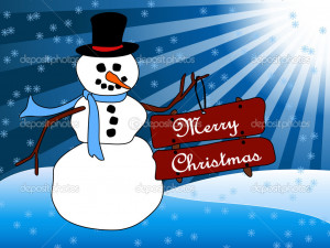 Snowman Christmas card - Stock Illustration