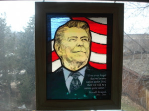 Portrait Stained Glass by Moonlight Glass Title: Ronald Reagan Quote ...