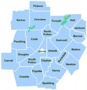 Metro Atlanta Map Counties Cities