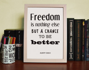 Freedom is nothing else but a chance to be better.- Albert Camus