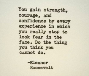 ... Quote Made with Vintage Typewriter Eleanor Roosevelt Quote courage
