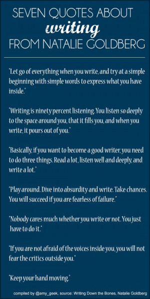 Seven quotes about writing from Natalie Goldberg. #writing