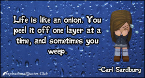 Life is like an onion. You peel it off one layer at a time, and ...