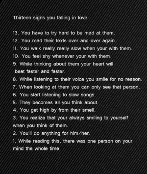 Thirteen signs you falling in love