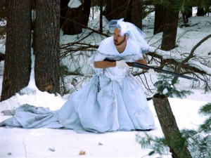 Best use for ex-wife’s wedding dress… snow camo!