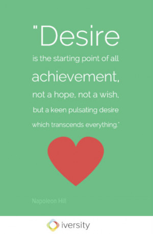 Napoleon Hill - Desire is the starting point of all achievement, not a ...