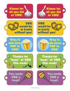 VBS Volunteer Thank You Candy/Snack Tags! from GuideCraft. More