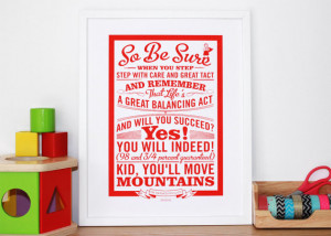 Oh The Places You'll Go! Dr Seuss Quote, Typographic art, Screen print ...