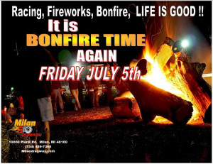 Friday July Racing Fireworks And Bonfire