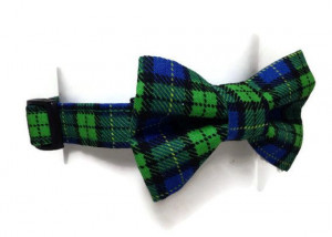 Blue and Green Plaid Bow Tie Dog Collar size by jeanamichelle, $16.00