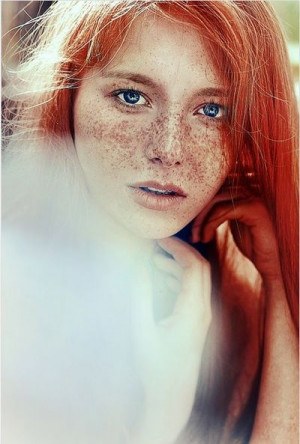 Red hair and freckles - Untitled by Lena Dunaeva